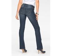 Bootcut-Jeans ARIZONA "mit Kontrastnähten", Damen, Gr. 24, K + L Gr, blau (dunkelblau us), Denim/Jeans, Obermaterial: 80% Baumwolle, 19% Polyester, 1% Elasthan, Basic, ausgestellt lang, Jeans, normale