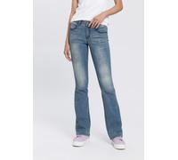 Bootcut-Jeans ARIZONA "Shaping", Damen, Gr. 22, K + L Gr, blau (blau used), Denim/Jeans, Obermaterial: 79% Baumwolle, 19% Polyester, 2% Elasthan, Basic, schmal lang, Jeans, bootcut, Kontrastnähte, Use