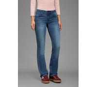 Bootcut-Jeans ARIZONA "Shaping", Damen, Gr. 50, N-Gr, blau (blau used), Denim/Jeans, Obermaterial: 79% Baumwolle, 19% Polyester, 2% Elasthan, Basic, schmal lang, Jeans, bootcut, Kontrastnähte, Used-Lo
