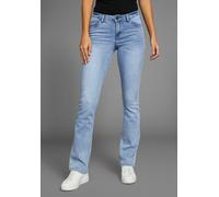 Bootcut-Jeans ARIZONA "Ultra-Stretch", Damen, Gr. 46, N-Gr, blau (bleached), Denim/Jeans, Obermaterial: 74% Baumwolle, 24% Polyester, 2% Elasthan, Basic, extraeng lang, Jeans, normale Passform, Baby-B