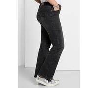 Bootcut-Jeans SHEEGO, Damen, Gr. 40, Normalgrößen, schwarz (schwarz denim), 75% Baumwolle, 24% Polyester, 1% Elasthan, unifarben, lang, Jeans (82006100-40) schwarz denim