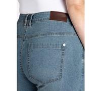 Bootcut-Jeans SHEEGO, Damen, Gr. 48, Normalgrößen, blau, bleached, 81% Baumwolle, 17% Polyester, 2% Elasthan, unifarben, lang, Jeans (25608443-48) blau, bleached