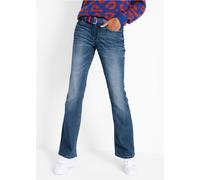 Bootcut-Jeans BONPRIX "Bootcut-Jeans Mid Waist, Komfort-Stretch", Damen, Gr. 44, N-Gr, blau (blau used), Denim/Jeans, Obermaterial: 82% Baumwolle, 17% Polyester, 1% Elasthan, unifarben, regular fit la