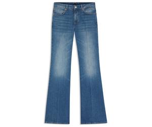 Bootcut-Jeans BOSS ORANGE "SOFT BOOTCUT LR Premium Damenmode", Damen, Gr. 34, Länge 32, blau (dunkelblau 403), Denim/Jeans, Obermaterial: 73% Baumwolle, 26% Lyocell, 1% Elasthan, unifarben, Jeans, Low