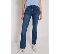 Bootcut-Jeans CECIL "Style Toronto", Damen, Gr. 27, Länge 28, blau (dunkelblau wash), Denim/Jeans, Obermaterial: 78% Baumwolle, 20% Polyester, 2% Elasthan. Futter: 52% Polyester, 48% Baumwolle, unifar