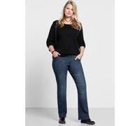 Bootcut-Jeans SHEEGO, Damen, Gr. 40, Normalgrößen, blau (dunkelblau denim), 75% Baumwolle, 24% Polyester, 1% Elasthan, unifarben, lang, Jeans, Topseller (82478415-40) dunkelblau denim