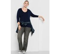 Bootcut-Jeans SHEEGO, Damen, Gr. 48, Normalgrößen, grau (grau denim), 75% Baumwolle, 24% Polyester, 1% Elasthan, unifarben, lang, Jeans (79394326-48) grau denim