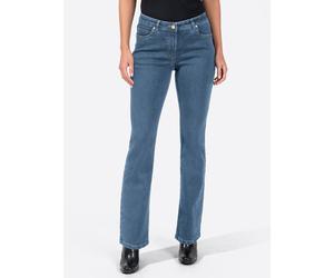 Bootcut-Jeans INSPIRATIONEN, Damen, Gr. 19, Kurzgrößen, blau (blau, bleached), 81% Baumwolle, 17% Polyester, 2% Elasthan, unifarben, lang, Jeans (74635662-19) blau, bleached