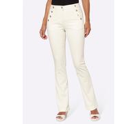 Bootcut-Jeans INSPIRATIONEN, Damen, Gr. 22, Kurzgrößen, beige (ecru), 98% Baumwolle, 2% Elasthan, unifarben, lang, Jeans (33237404-22) ecru