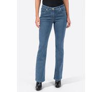 Bootcut-Jeans INSPIRATIONEN, Damen, Gr. 23, Kurzgrößen, blau (blau, bleached), 81% Baumwolle, 17% Polyester, 2% Elasthan, unifarben, lang, Jeans (74635662-23) blau, bleached