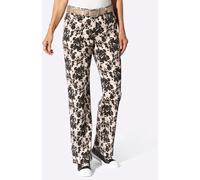 Bootcut-Jeans INSPIRATIONEN, Damen, Gr. 44, Normalgrößen, beige (schwarz, elfenbein, bedruckt), 98% Baumwolle, 2% Elasthan, gemustert, mehrfarbig, lang, Jeans (12602553-44) schwarz, elfenbein, bedruck