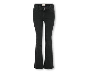 Bootcut-Jeans KIDS ONLY "KOGBLUSH MID FLARED DNM DIA1099", Damen, Gr. 116, N-Gr, schwarz (washed schwarz), Denim/Jeans, Obermaterial: 92% Baumwolle, 6% Elastomultiester, 2% Elasthan, unifarben, regula