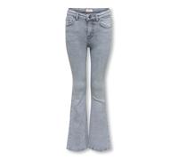 Bootcut-Jeans KIDS ONLY "KOGJUICY REG FLARED REA708 DNM NOOS", Mädchen, Gr. 128, N-Gr, grau (medium grau denim), Denim/Jeans, Obermaterial: 99% Baumwolle, 1% Elasthan, unifarben, ausgestellt lang, Jea