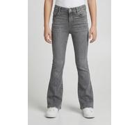 Bootcut-Jeans KIDS ONLY "KOGRAIN REG FLARED DNM PIM571 NOOS", Mädchen, Gr. 134, N-Gr, grau (medium grau denim), Denim/Jeans, Obermaterial: 53% Viskose, 29% Baumwolle, 17% Polyester, 1% Elasthan, unifa