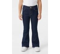 Bootcut-Jeans KIDS ONLY "KOGRAIN REG FLARED DNM PIM572 NOOS", Mädchen, Gr. 128, N-Gr, dunkelblau denim, Denim/Jeans, Obermaterial: 53% Viskose, 29% Baumwolle, 17% Polyester, 1% Elasthan, unifarben, au