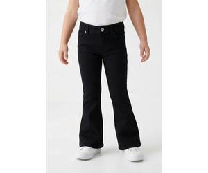 Bootcut-Jeans KIDS ONLY "KOGROYAL LIFE REG FLARED PIM600 NOOS", Mädchen, Gr. 128, N-Gr, schwarz (schwarz denim), Denim/Jeans, Obermaterial: 69% Baumwolle, 29% Polyester, 2% Elasthan, unifarben, regula