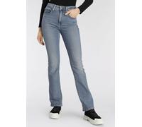 Bootcut-Jeans LEVI'S "725 HIGH RISE BOOTCUT", Damen, Gr. 27, Länge 32, blau (light indigo worn in), Denim/Jeans, Obermaterial: 85% Baumwolle, 7% Lyocell, 6% Elastomultiester, 2% Elasthan, bootcut fit