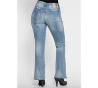 Bootcut-Jeans SHEEGO BY JOE BROWNS, Damen, Gr. 52, Normalgrößen, blau (light blau, denim), 70% Baumwolle, 28% Polyester, 2% Elasthan, unifarben, lang, Jeans (11358505-52) light blau, denim