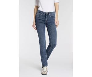 Bootcut-Jeans MAC "ANGELA", Damen, Gr. 36, Länge 34, blau (mid blau authentic), Denim/Jeans, Obermaterial: 77% Baumwolle, 10% Polyester, 10% Viskose, 3% Elasthan, slim fit lang, Jeans, mit Stretch-Kom