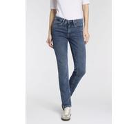 Bootcut-Jeans MAC "ANGELA", Damen, Gr. 42, Länge 30, mid blau authentic, Denim/Jeans, Obermaterial: 77% Baumwolle, 10% Polyester, 10% Viskose, 3% Elasthan, slim fit lang, Jeans, mit Stretch-Komfort, S