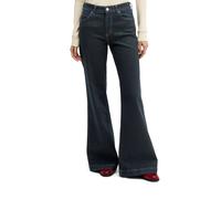 Bootcut-Jeans MARC O'POLO "aus dunklem Baumwoll-Mix", Damen, Gr. 29, Länge 34, blau (schwarz rinsed wash), Obermaterial: 90% Baumwolle, 9% Polyester, 1% Elasthan, unifarben, bootcut fit lang, Jeans (5