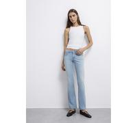 Bootcut-Jeans MAVI "BELLA MID-RISE", Damen, Gr. 31, Länge 32, blau (ice brushed str), 86% Baumwolle, 12% Polyester, 2% Elastan, normal normal, Jeans, Bootcut Jeans (55197634-31) ice brushed str