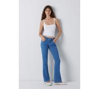 Bootcut-Jeans MAVI "BELLA MID-RISE", Damen, Gr. 33, Länge 30, blau (mid blau str), 87% Baumwolle, 11% Polyester, 2% Elastan, normal normal, Jeans, Bootcut Jeans (18677458-33) mid blau str