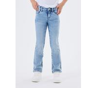 Bootcut-Jeans NAME IT "NKFPOLLY SKINNY BOOT JEANS 1142-AU NOOS", Mädchen, Gr. 92, N-Gr, blau (light blau denim), Denim/Jeans, Obermaterial: 67% Baumwolle, 28% Polyester, 3% Viskose, 2% Elasthan, leich