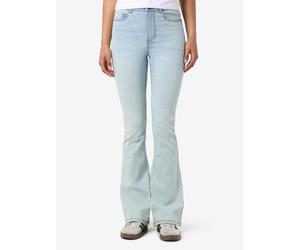 Bootcut-Jeans NOISY MAY "NMSALLIE HW SKINNY FLAR VI515LB FWD NOOS", Damen, Gr. 32, Länge 30, blau (light blau denim), Denim/Jeans, Obermaterial: 75% Baumwolle, 18% Polyester, 5% Viskose, 2% Elasthan,