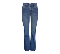 Bootcut-Jeans NOISY MAY "NMSTEVIE MW BOOTCUT JEANS VI632MB", Damen, Gr. S, Länge 32, blau (medium blau denim), Denim/Jeans, Obermaterial: 68% Baumwolle, 30% Polyester, 2% Elasthan, unifarben, bootcut 
