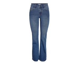 Bootcut-Jeans NOISY MAY "NMSTEVIE MW BOOTCUT JEANS VI632MB", Damen, Gr. S, Länge 32, blau (medium blau denim), Denim/Jeans, Obermaterial: 68% Baumwolle, 30% Polyester, 2% Elasthan, unifarben, bootcut 