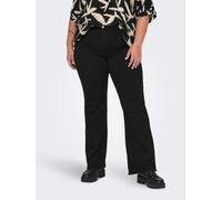 Bootcut-Jeans ONLY CARMAKOMA "CARTHUNDER LIFE MID PUSH UP FLARED DNM", Damen, Gr. 50, Länge 32, schwarz (schwarz denim), Denim/Jeans, Obermaterial: 53% Viskose, 29% Baumwolle, 17% Polyester, 1% Elasth