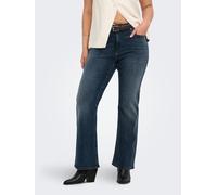 Bootcut-Jeans ONLY CARMAKOMA "CARWILLY HW FLARED DNM REA409 NOOS", Damen, Gr. 46, Länge 32, blau schwarz denim, Denim/Jeans, Obermaterial: 92% Baumwolle, 6% Elastomultiester, 2% Elasthan, unifarben, b