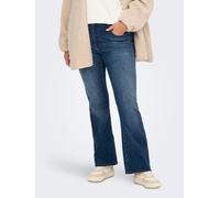 Bootcut-Jeans ONLY CARMAKOMA "CARWILLY HW FLARED DNM TAI021 NOOS", Damen, Gr. 46, Länge 32, blau (dunkelblau denim), Denim/Jeans, Obermaterial: 92% Baumwolle, 6% Elastomultiester, 2% Elasthan, unifarb