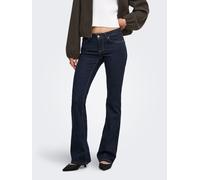 Bootcut-Jeans ONLY "ONLBLUSH - Bootcut-Jeans mit niedriger Leibhöhe und Stretch", Damen, Gr. L (40), Länge 32, dunkelblau denim detail:rinsewash, Denim/Jeans, Obermaterial: 92% Baumwolle, 6% Elastomul