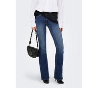 Bootcut-Jeans ONLY "ONLBLUSH - Bootcut-Jeans mit niedriger Leibhöhe und Stretch", Damen, Gr. S, Länge 34, blau (medium blau denim), Denim/Jeans, Obermaterial: 92% Baumwolle, 6% Elastomultiester, 2% El
