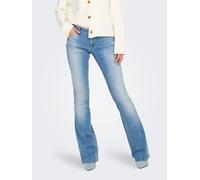 Bootcut-Jeans ONLY "ONLBLUSH LW FLARED DNM REA155 NOOS", Damen, Gr. S (36), Länge 32, blau (light medium blau denim), Denim/Jeans, Obermaterial: 92% Baumwolle, 6% Elastomultiester, 2% Elasthan, unifar