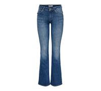 Bootcut-Jeans ONLY "ONLBLUSH MID BUT FLARED DNM REA763", Damen, Gr. L (40), Länge 30, medium blau denim, Denim/Jeans, Obermaterial: 91% Baumwolle, 5% Polyester, 4% Elasthan, unifarben, bootcut fit lan