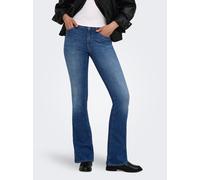 Bootcut-Jeans ONLY "ONLBLUSH MID BUT FLARED DNM REA763", Damen, Gr. XL (42), Länge 30, blau (medium blau denim), Denim/Jeans, Obermaterial: 91% Baumwolle, 5% Polyester, 4% Elasthan, unifarben, bootcut