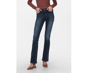 Bootcut-Jeans ONLY "ONLBLUSH MID FLARED DNM REA409 NOOS", Damen, Gr. M (38), Länge 32, blau (blau schwarz denim), Denim/Jeans, Obermaterial: 92% Baumwolle, 6% Elastomultiester, 2% Elasthan, Abriebeffe