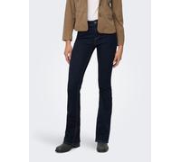 Bootcut-Jeans ONLY "ONLBLUSH MID WAIST FLARED DNM BOX", Damen, Gr. L (40), Länge 30, dunkelblau denim detail:rinsewash, Denim/Jeans, Obermaterial: 92% Baumwolle, 6% Elastomultiester, 2% Elasthan, unif