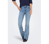 Bootcut-Jeans ONLY "ONLBLUSH MID WAIST FLARED DNM", Damen, Gr. S (36), Länge 32, blau (light blau denim), Denim/Jeans, Obermaterial: 92% Baumwolle, 6% Elastomultiester, 2% Elasthan, unifarben, Jeans B