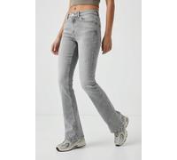 Bootcut-Jeans ONLY "ONLBLUSH MID WAIST FLARED DNM REA1099", Damen, Gr. M (38), Länge 32, light grau denim detail:destroy, Denim/Jeans, Obermaterial: 92% Baumwolle, 6% Elastomultiester, 2% Elasthan, au