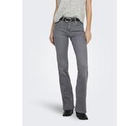 Bootcut-Jeans ONLY "ONLBLUSH MID WAIST FLARED DNM REA1099", Damen, Gr. M, Länge 32, grau denim, Denim/Jeans, Obermaterial: 92% Baumwolle, 6% Elastomultiester, 2% Elasthan, unifarben, ausgestellt lang,