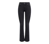 Bootcut-Jeans ONLY "ONLBLUSH MW BACK POCK FLARED DNM PIM970", Damen, Gr. XS, Länge 32, washed schwarz, Denim/Jeans, Obermaterial: 92% Baumwolle, 6% Elastomultiester, 2% Elasthan, unifarben, lang, Jean