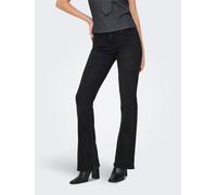 Bootcut-Jeans ONLY "ONLBLUSH RHINESTONE MID FLARE DNM TAI", Damen, Gr. M (38), Länge 30, schwarz (washed schwarz), Denim/Jeans, Obermaterial: 92% Baumwolle, 6% Elastomultiester, 2% Elasthan, unifarben