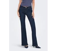 Bootcut-Jeans ONLY "ONLHELLA LOW RETRO FLARED DNM", Damen, Gr. XL (42), Länge 30, blau (dunkelblau denim), Denim/Jeans, Obermaterial: 53% Viskose, 29% Baumwolle, 17% Polyester, 1% Elasthan, unifarben,