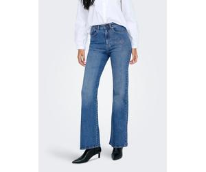 Bootcut-Jeans ONLY "ONLJUICY HW FLARE RHINESTONE DNM AZG", Damen, Gr. 29, Länge 30, medium blau denim, Denim/Jeans, Obermaterial: 99% Baumwolle, 1% Elasthan, Glitzermuster, unifarben, lang, Jeans, mit