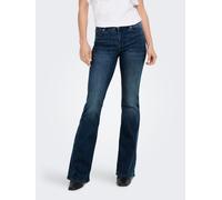 Bootcut-Jeans ONLY "ONLLUSH MW RETRO FLARED DNM", Damen, Gr. M (38), Länge 30, dunkelblau denim detail:rinsewash, Denim/Jeans, Obermaterial: 64% Baumwolle, 31% Polyester, 3% Viskose, 2% Elasthan, Abri