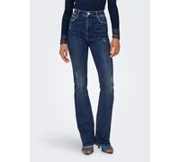 Bootcut-Jeans ONLY "ONLMILA HW FLARED DNM BJ374", Damen, Gr. 26, Länge 32, blau (dunkelblau denim), Denim/Jeans, Obermaterial: 94% Baumwolle, 4% Polyester, 2% Elasthan, unifarben, Jeans Bootcut-Jeans,